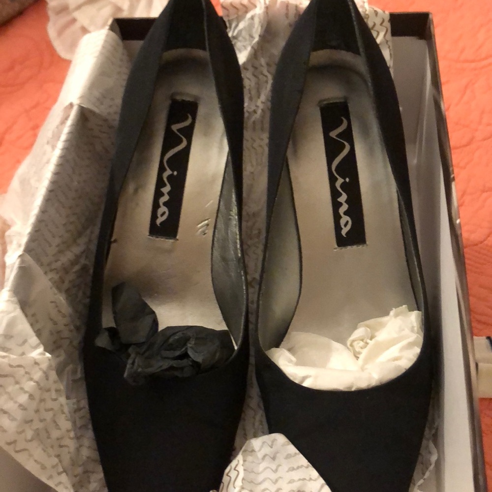 Black silk evening shoes 7 1/2